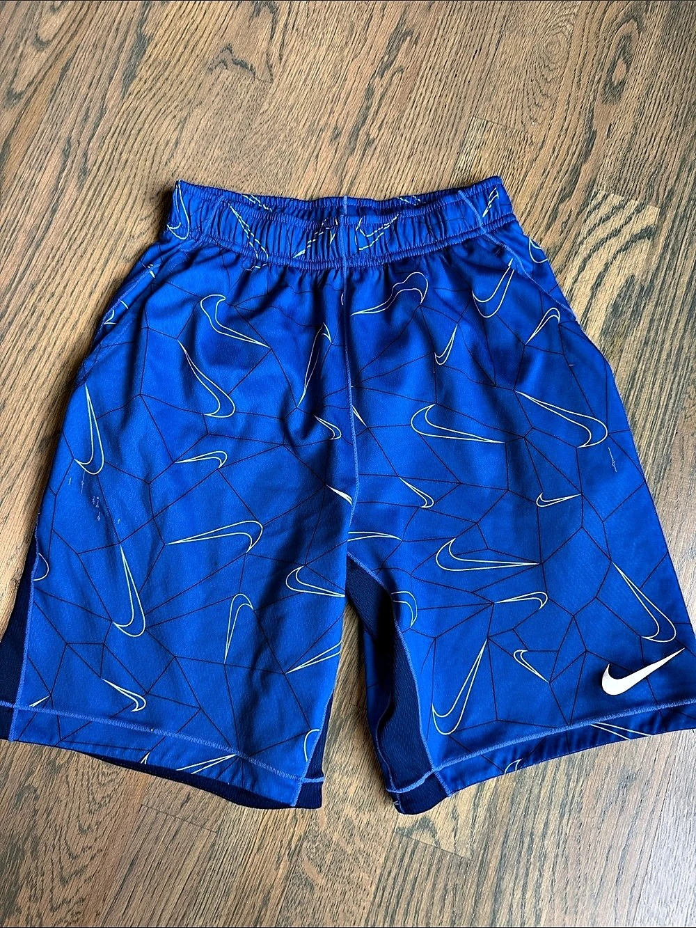 Nike Dri-FIT Boys Large Blue & White Swim Trunks